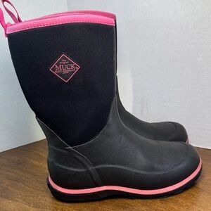 Muck Boot Kids Element Waterproof Cold Weather Boots, Black & Pink, Girls sz 3